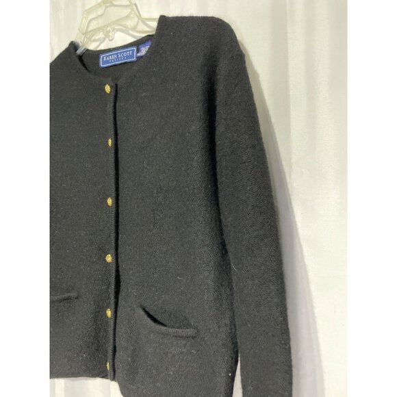 KAREN SCOTT 100% Pure Wool Black Button Sweater S - Picture 3 of 5
